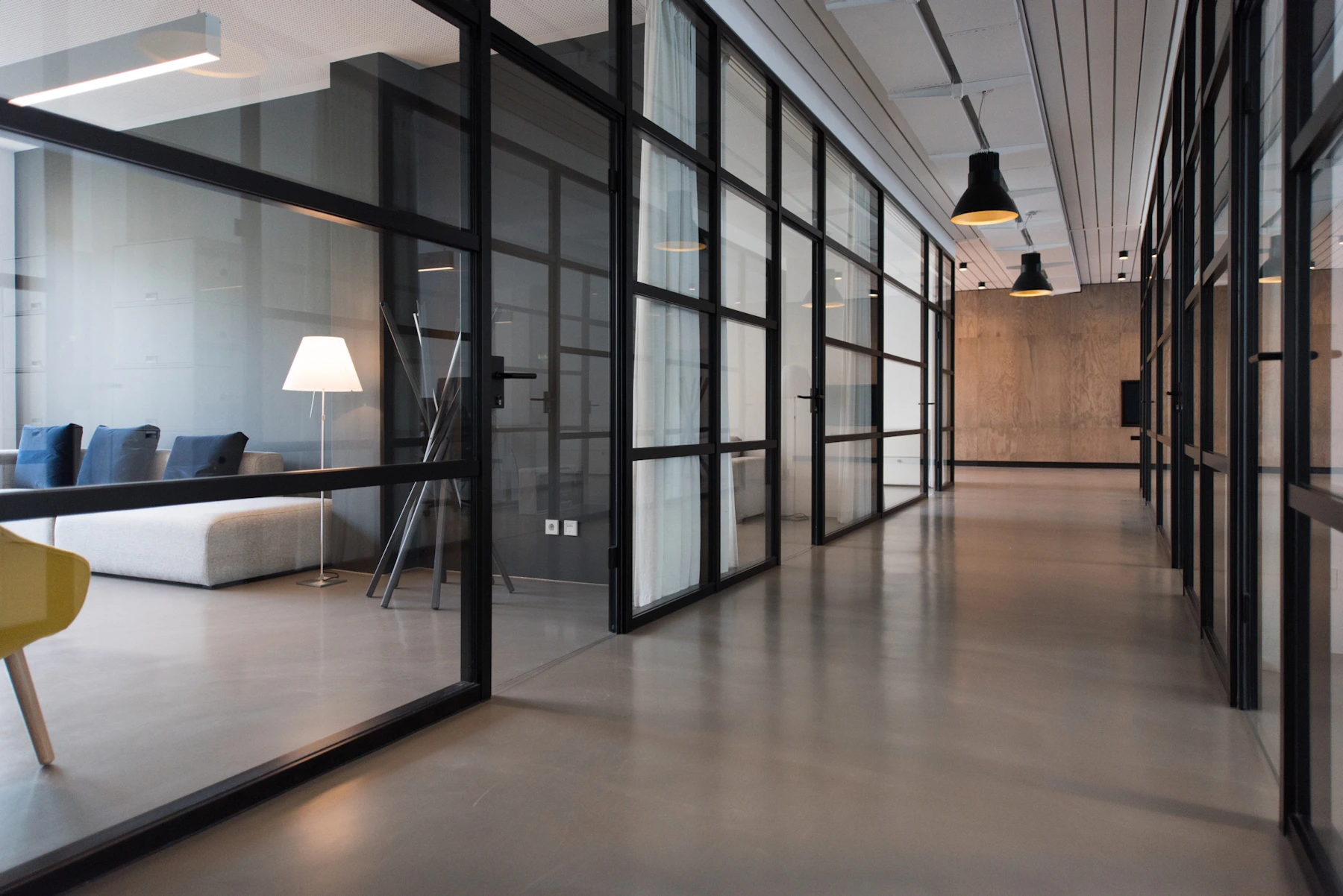 Illustrative bright shared workplace